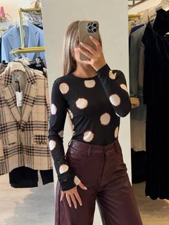 Maglia Girocollo In Viscosa A Pois