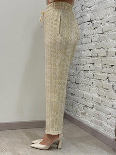 Pantalone Traforato Lamè Oro