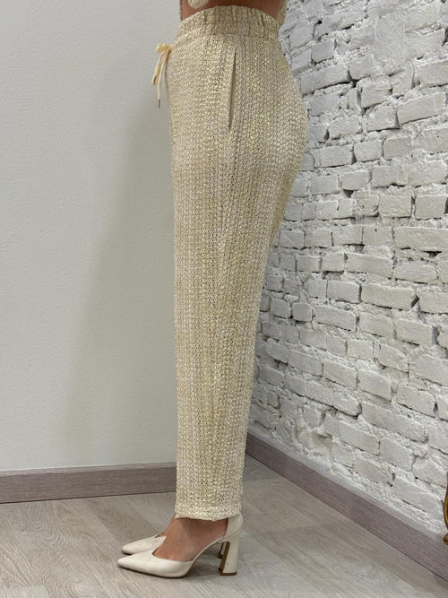 Pantalone Traforato Lamè Oro