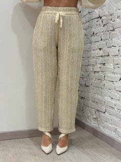 Pantalone Traforato Lamè Oro