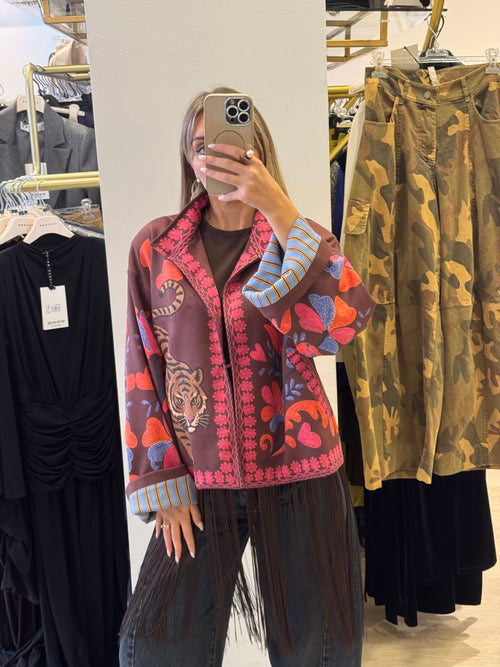 Giacca Kimono In Eco Camoscio Fantasia Tiger Haveone