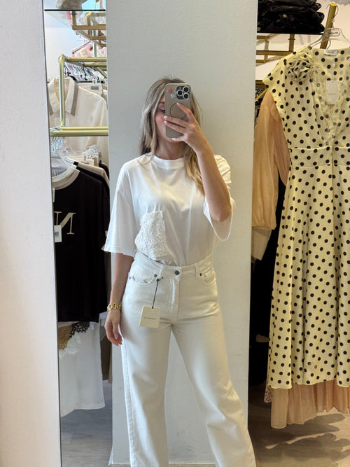 T- shirt Con Taschino In Pizzo Tensione In