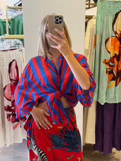 Gonna Pareo Rossa/Blu con Zebra/Pantera