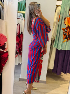 Gonna Pareo Rossa/Blu con Zebra/Pantera