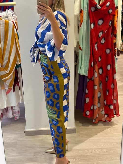 Camicia Maxi Riga Misto Seta