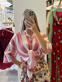 Camicia In Mussola A Righe Maxi