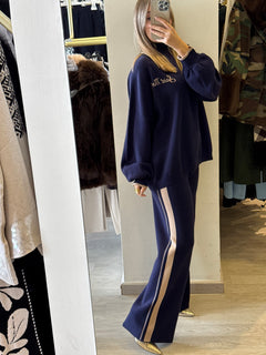 Pantalone In Maglia Con Banda Laterale