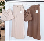 Completo Top/Pantalone In Viscosa/Lino Con Bande Laterali