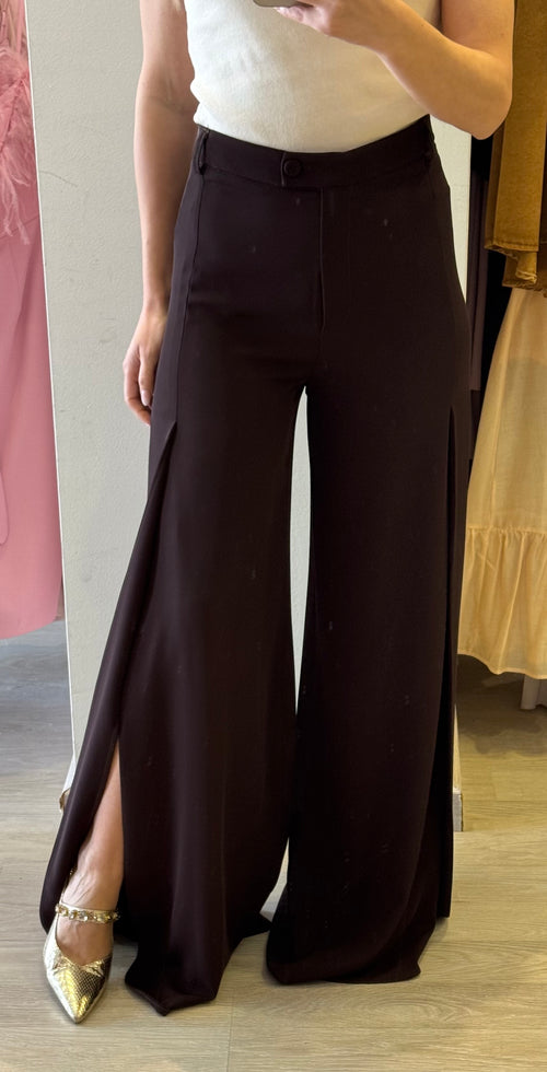 Pantalone Con Spacco Ambo I Lati Tessuto Fluido
