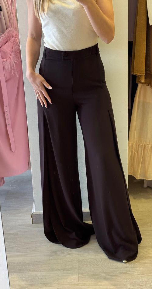 Pantalone Con Spacco Ambo I Lati Tessuto Fluido