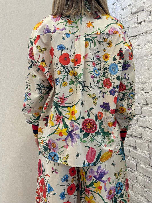 Camicia in cotone stampa flowers