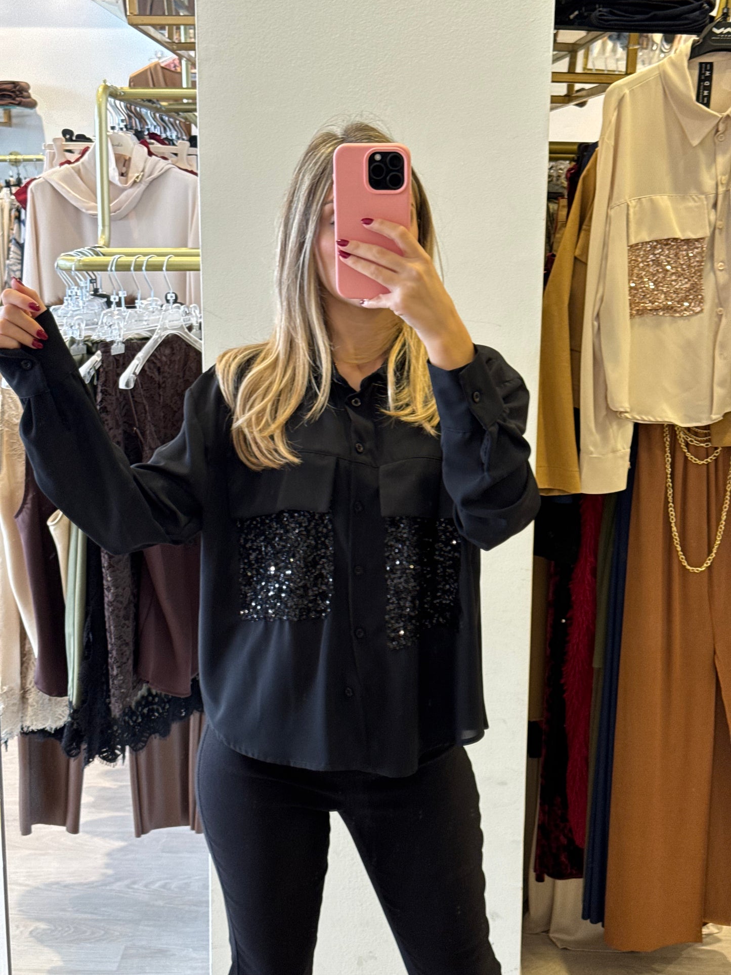 Camicia Con Tasconi Strass