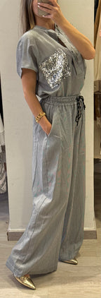 Pantalone Righe Cotone Leggero