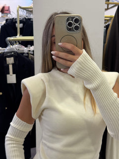 Maglia Girocollo Smanicata con Spallina più Manicotti