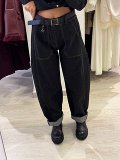 Pantalone Jeans Nero con Impunture