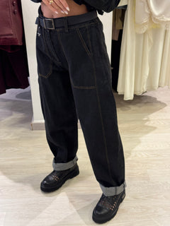 Pantalone Jeans Nero con Impunture