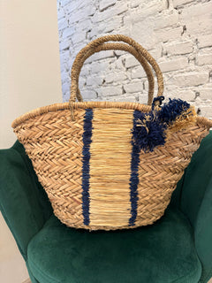 BORSA IN PAGLIA CON DETTAGLIO PON PON
