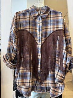 Camicia A Quadri Con Frange