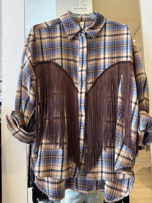 Camicia A Quadri Con Frange