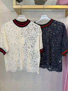 Maglia mezza manica in pizzo