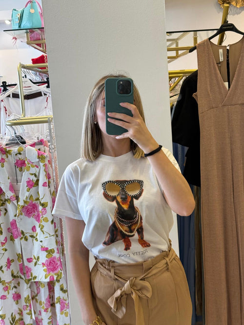 T-shirt cane occhiali