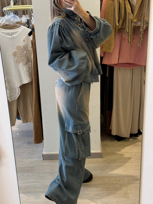 Giacca in denim salmone