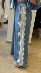 Panta Denim Leggero Con Pizzo