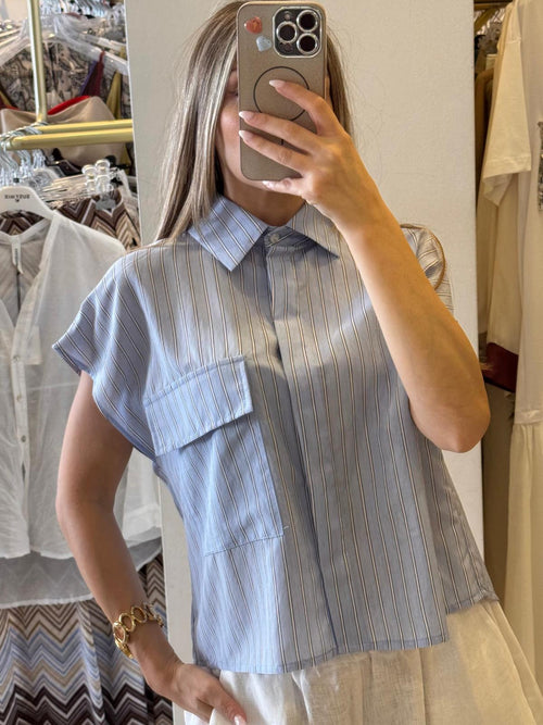 Camicia Riga Con Taschino