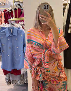 Camicia/Blusa A Righe Diagonali
