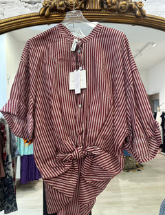 Camicia A Righe Misto Seta