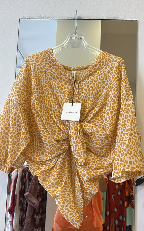 Camicia In Mussola Fantasia Cuoio Leopardata