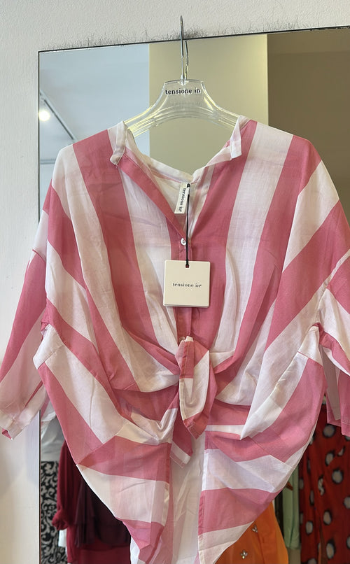 Camicia In Mussola A Righe Maxi