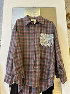 Camicia Con Taschino Paillettes Argento Tensione In