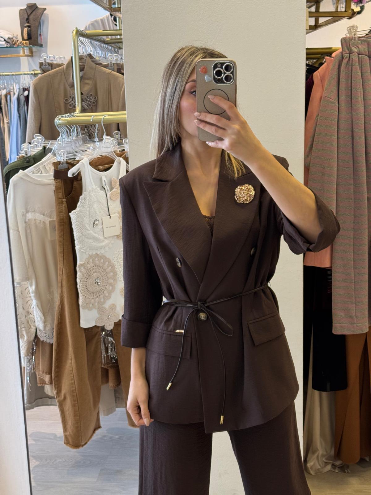 Giacca Doppio Petto Con Spilla