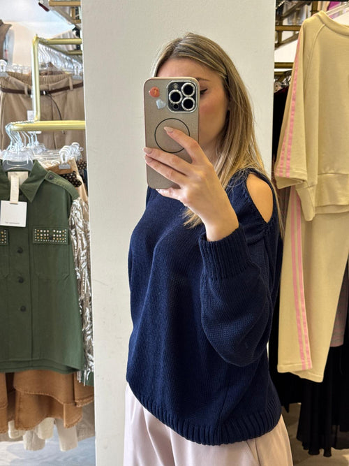 Maglia In Cotone Con Spalle Scoperte