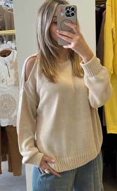 Maglia In Cotone Con Spalle Scoperte