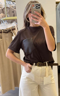T-shirt Con Taschino Ecopelle Intrecciato