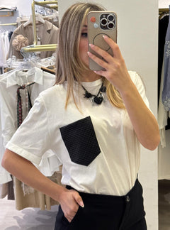 T-shirt Con Taschino Ecopelle Intrecciato