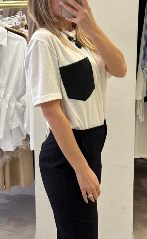T-shirt Con Taschino Ecopelle Intrecciato