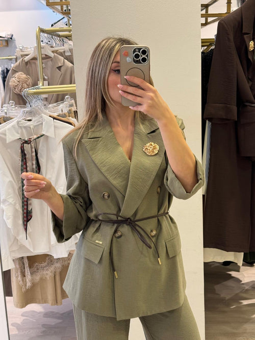 Giacca Doppio Petto Con Spilla