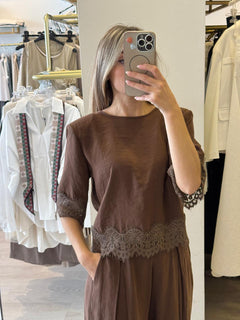 Maglia In Modal Leggero Con Pizzo