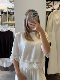 Maglia In Modal Leggero Con Pizzo