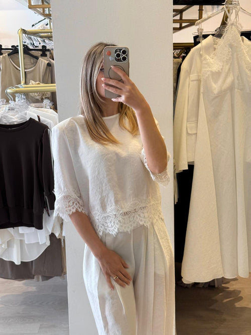 Maglia In Modal Leggero Con Pizzo
