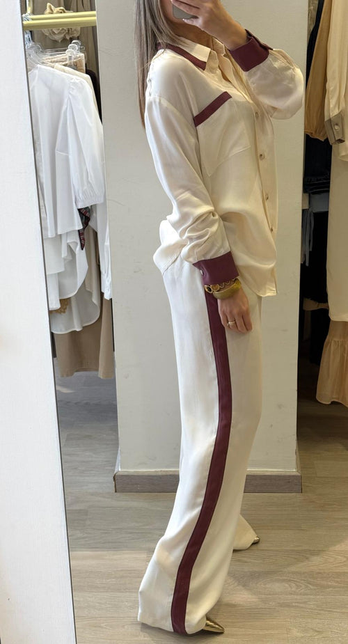 Pantalone In Cupro Con Bande Laterali