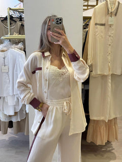 Camicia In Cupro Con Bande Laterali