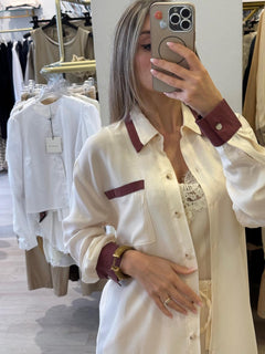 Camicia In Cupro Con Bande Laterali