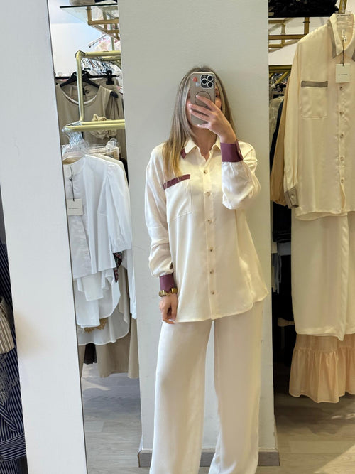 Camicia In Cupro Con Bande Laterali