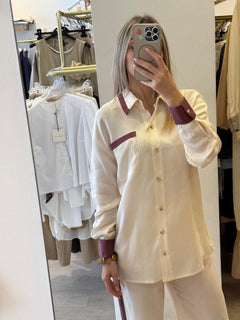 Camicia In Cupro Con Bande Laterali