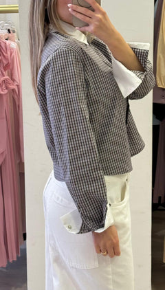 Camicia A Quadri Crop