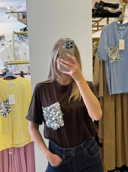 T-shirt Con Taschino Paillettes
